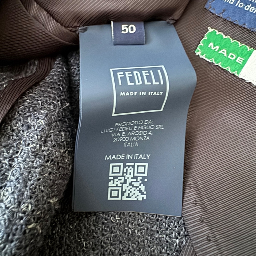$1650 - Fedeli Damon Linen Jacquard Summer Blazer/Jacket - Navy Blue - 40 / 50 R - Picture 6 of 16